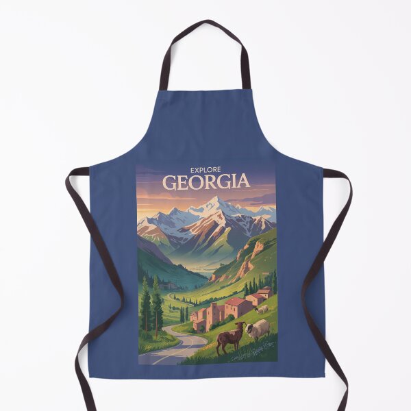 Item preview, Georgia Caucasus Mountains Travel Art Vintage designed and sold by KrisSidDesigns.