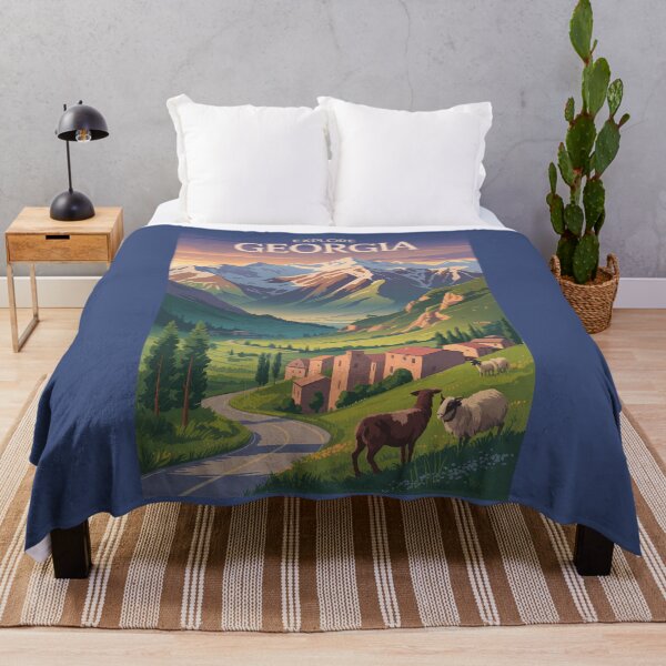Item preview, Georgia Caucasus Mountains Travel Art Vintage designed and sold by KrisSidDesigns.