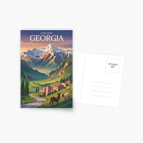 Item preview, Georgia Caucasus Mountains Travel Art Vintage designed and sold by KrisSidDesigns.