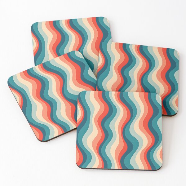 Item preview, Retro Wavy Stripe Pattern – Mid Century Modern,  Boho Abstract   Blue Orange designed and sold by Prints and Lifestyle.