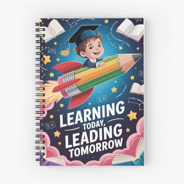 Item preview, Learning Today Leading Tomorrow Graduation Rocket Pencil Design | Back to School Kids Motivational Art Print designed and sold by HahaHandlesHub.