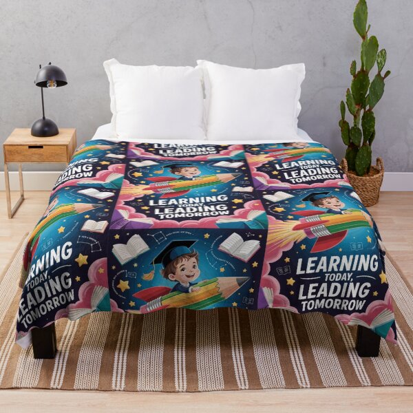 Item preview, Learning Today Leading Tomorrow Graduation Rocket Pencil Design | Back to School Kids Motivational Art Print designed and sold by HahaHandlesHub.