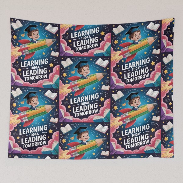 Item preview, Learning Today Leading Tomorrow Graduation Rocket Pencil Design | Back to School Kids Motivational Art Print designed and sold by HahaHandlesHub.