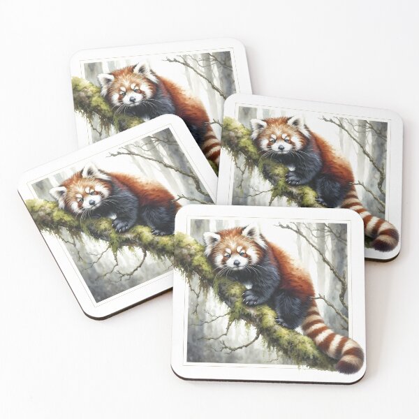 Item preview, Red Panda on Mossy Limb designed and sold by RubisLeaf.