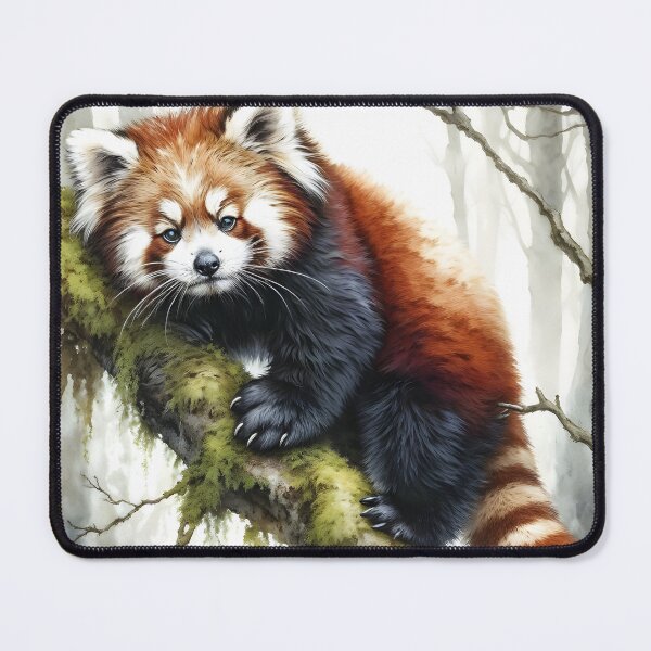 Item preview, Red Panda on Mossy Limb designed and sold by RubisLeaf.