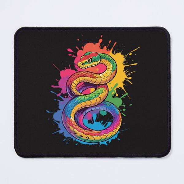 Item preview, Snake Curled Around a Splash of Rainbow Paint – Vibrant Abstract Reptile Art designed and sold by ColorSplash123.