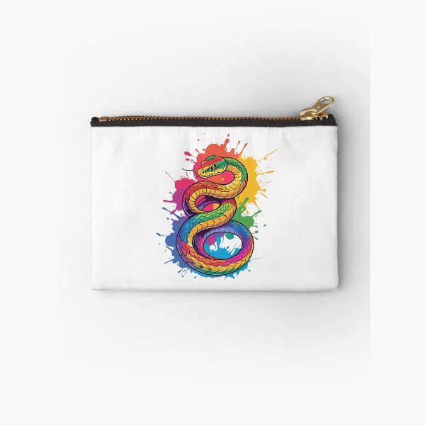Item preview, Snake Curled Around a Splash of Rainbow Paint – Vibrant Abstract Reptile Art designed and sold by ColorSplash123.