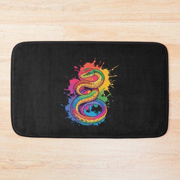 Item preview, Snake Curled Around a Splash of Rainbow Paint – Vibrant Abstract Reptile Art designed and sold by ColorSplash123.