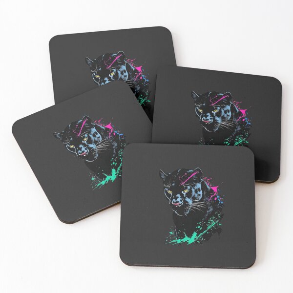 Item preview, Panther in Shadow with Neon Paint Scratches – Dark Jungle Energy Art designed and sold by ColorSplash123.