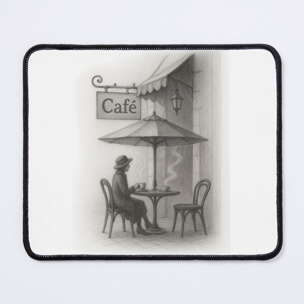 Item preview, Vintage Café Moment – Charcoal Sketch of Serene Coffee Break 2 designed and sold by Psycho-Crazy.