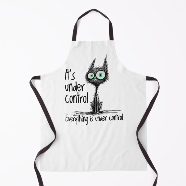 Item preview, Panic cat with text – It’s under control everything is under control – black background, green eyes for T-shirts & stickers designed and sold by VariousGoodies.
