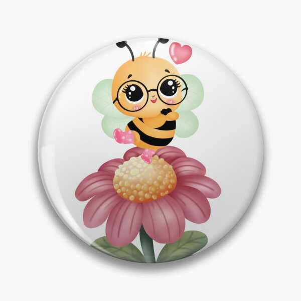 Item preview, Cute bee with pink flower designed and sold by makikung.