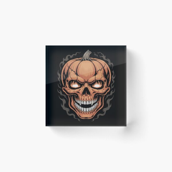 Item preview, Pumpkin Skull Halloween Art – Scary Fiery Face for Spooky Season designed and sold by Serbin.