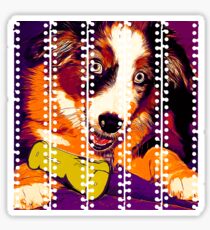 gxp australian shepherd aussie dog puppy vector art late sunset Sticker