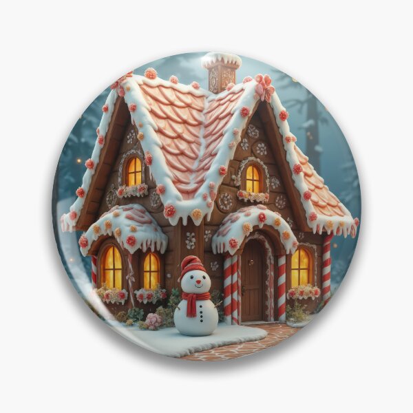 Item preview, Christmas Gingerbread Cottage With a Snowman designed and sold by Maria Dryfhout.