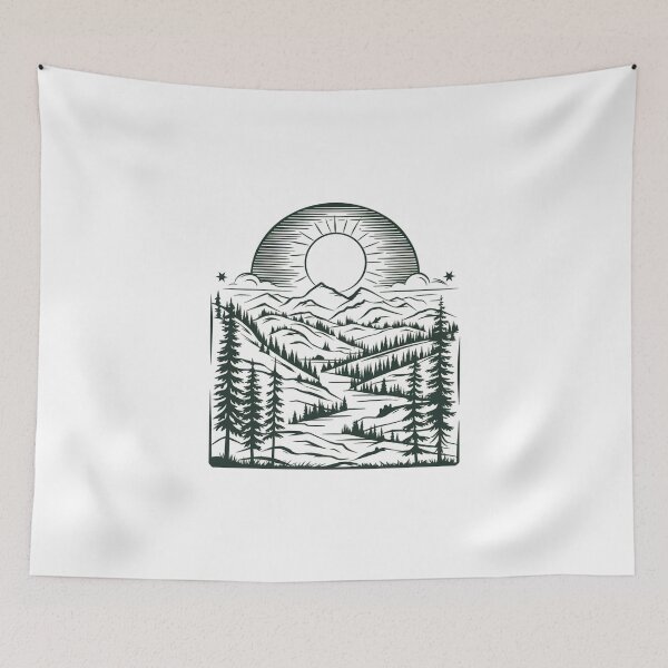 Item preview, Modern Trendy summer camping Line Art Mountains  designed and sold by SOUFIANE1991.