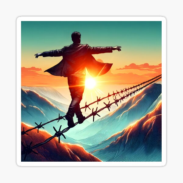 Item preview, Barbed Wire Tightrope, Ai Generated Art    designed and sold by Anna Chidiac.