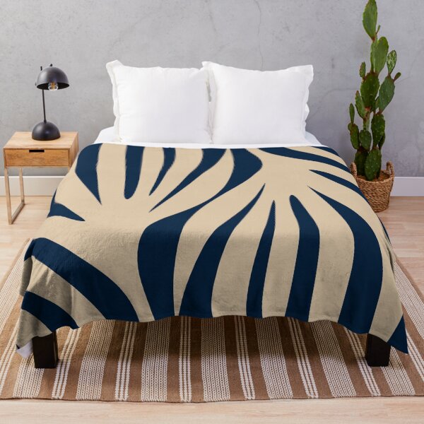 Item preview, Abstract Maldives Leaves Minimalist Pattern in Mid Century Modern Navy Blue and Beige designed and sold by kierkegaard.