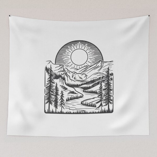 Item preview, Modern Trendy summer camping Line Art Mountains  designed and sold by SOUFIANE1991.