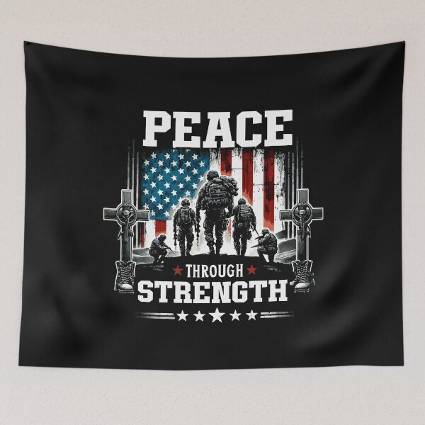 Item preview, Peace Through Strength Patriotic Military designed and sold by ManiaGrania.