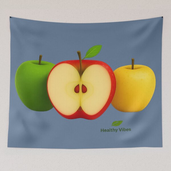 Item preview, Colorful Apple Trio – Red, Green & Yellow Fruit Illustration | Healthy Vibes designed and sold by MugLifeCo.