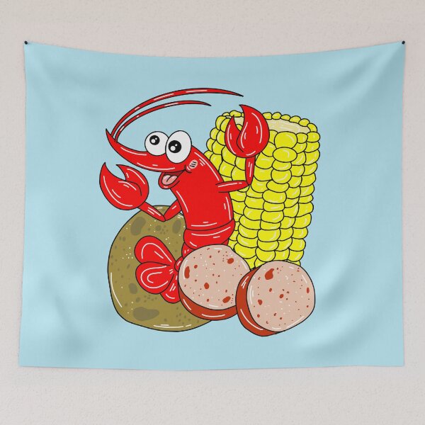 Item preview,  A Crawfish Boil Party with Blue Background  designed and sold by missmann.
