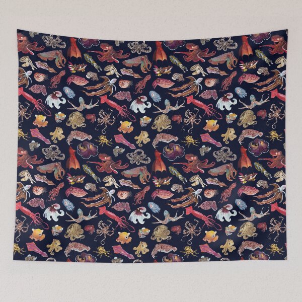 Item preview, CEPHALOPODS (navy blue) designed and sold by BEATRIZ ABAITUA.