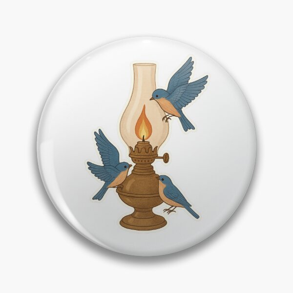 Item preview, Vintage Oil Lamp with Bluebirds Cottagecore Sticker designed and sold by PaganPrinting.