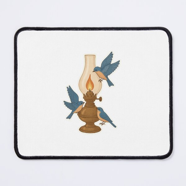 Item preview, Vintage Oil Lamp with Bluebirds Cottagecore Sticker designed and sold by PaganPrinting.