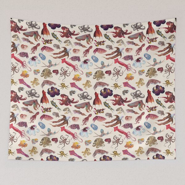 Item preview, CEPHALOPODS poster with names (beige) designed and sold by BEATRIZ ABAITUA.