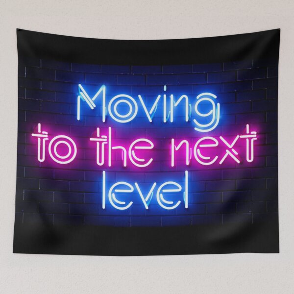 Item preview, Moving to the Next Level – Neon Gaming & Growth Quote designed and sold by ArtiQreate.