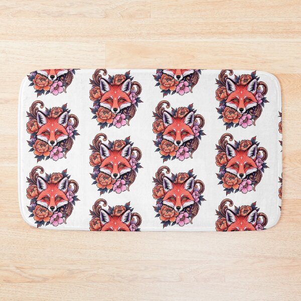 Item preview, Neotraditional Fox Tattoo – Elegant Fox Head with Peonies Design designed and sold by  Ojo de Lilith.