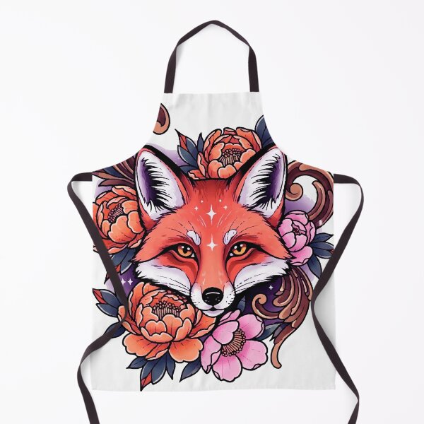 Item preview, Neotraditional Fox Tattoo – Elegant Fox Head with Peonies Design designed and sold by Ojo de Lilith.