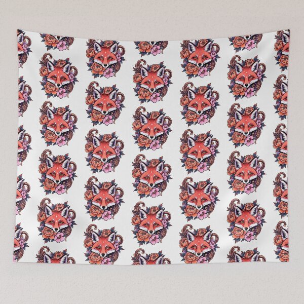 Item preview, Neotraditional Fox Tattoo – Elegant Fox Head with Peonies Design designed and sold by  Ojo de Lilith.