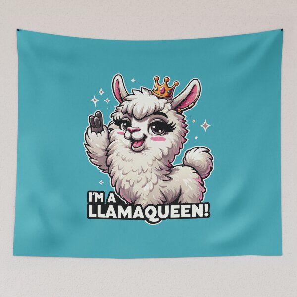 Item preview, FFunny Llama Queen Cartoon with Crown – I'm a LlamaQueen Cute Animal Design designed and sold by Coowo22.