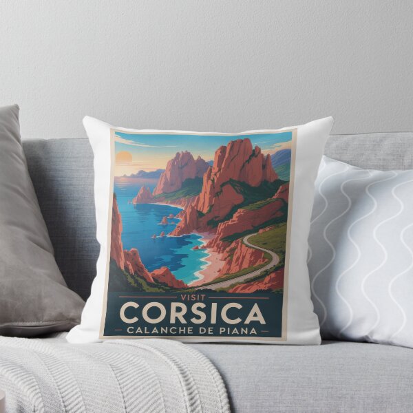 Item preview, Póster retro de Córcega – Carretera costera de Calanche de Piana | Arte vintage del atardecer designed and sold by pod24.