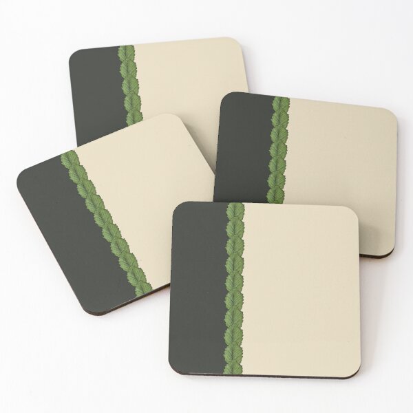Item preview, Line of green leaves dividing into beige and dark background designed and sold by Cherevan.