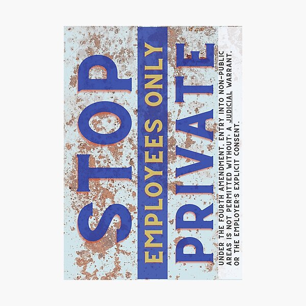 Item preview, STOP! Employees only beyond this point, distressed metal sign effect designed and sold by MWTS.