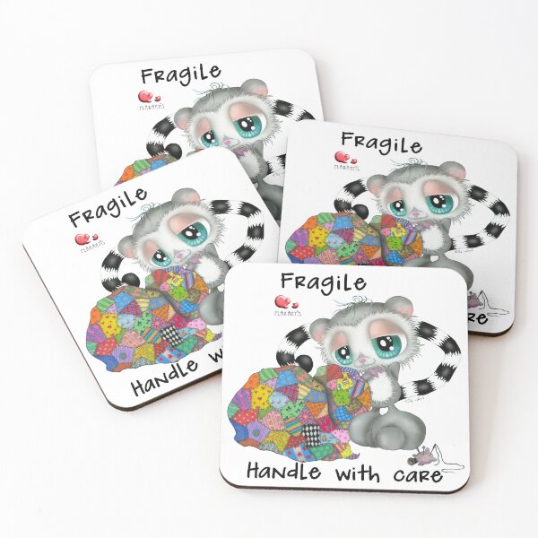 Item preview, Lemur with Handmade Patchwork Heart – Fragile Handle with Care Delicate Love Illustration designed and sold by Plakartis.
