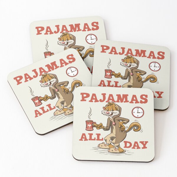 Item preview, pajamas all day - vintage cartoon funny and lazy cat character with coffee designed and sold by hayrpictures.