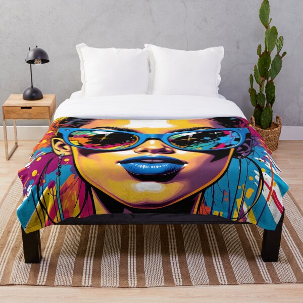 Aperçu de l'œuvre Confiance néon – Portrait pop art audacieux avec explosion de couleurs créée et vendue par BrushRushX.