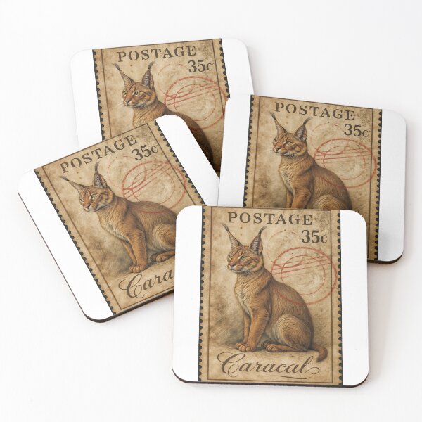 Item preview, Majestic Caracal – Vintage Wildlife Postage Stamp Art designed and sold by ForeverPrintsOK.