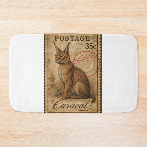 Item preview, Majestic Caracal – Vintage Wildlife Postage Stamp Art designed and sold by ForeverPrintsOK.