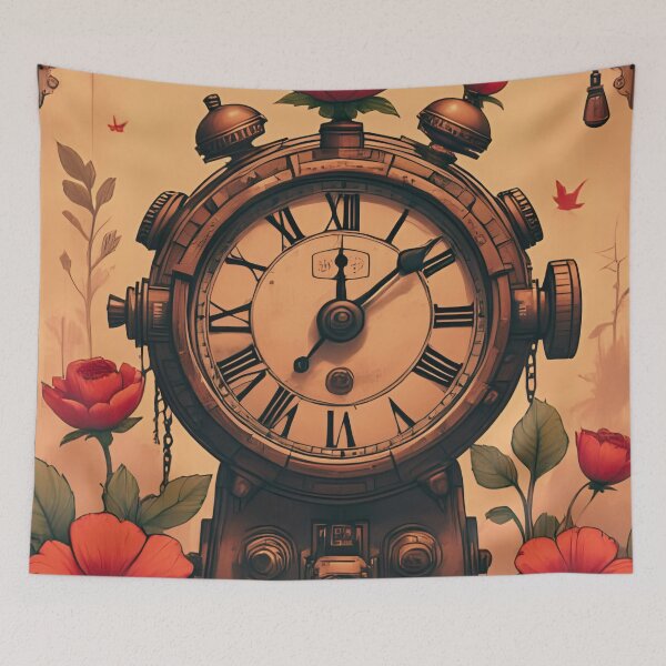 Item preview, "Timelines in Bloom" Mechanical Steampunk vintage clock. designed and sold by coolcomonshirts.