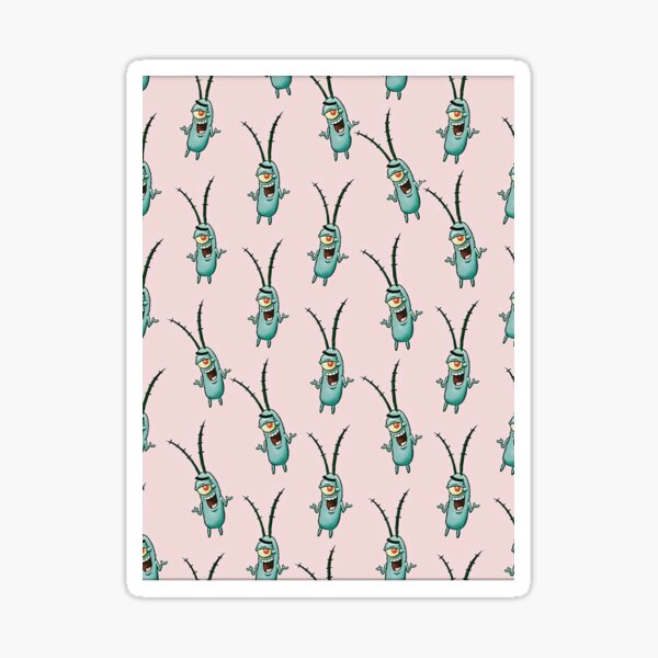 Spongebob's Plankton Pattern on Pink Blackground Sticker