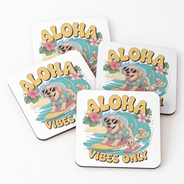 Item preview, Aloha Vibes Only Dog and Puppies Surfing designed and sold by Diane Gotti.