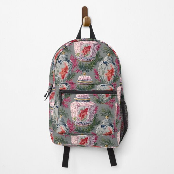 Item preview, Preppy, grandmillennial ginger jars, koi fish. Corals, seaweed watercolor designed and sold by SophieClimaArt.