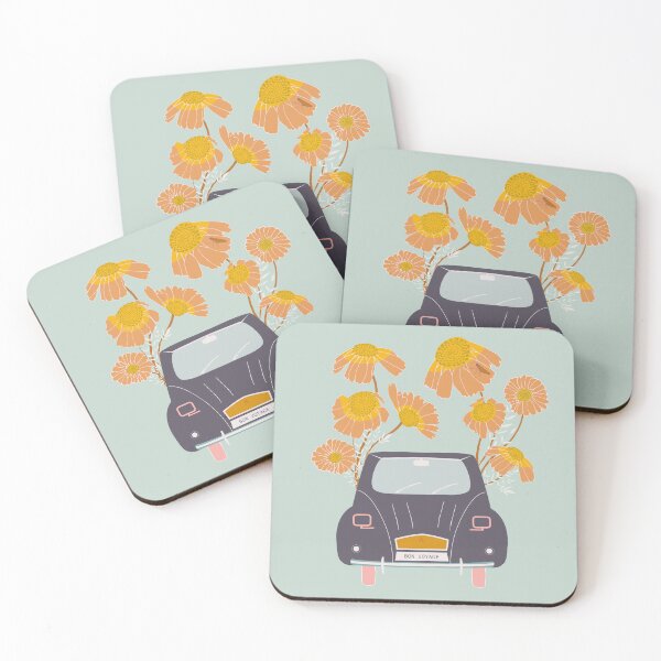 Item preview, CAR AND DAISIES _ Green and terracotta designed and sold by MarinaSotole.