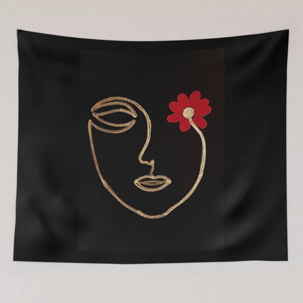 Item preview, abstract women face with red flower  designed and sold by thissmarwa.