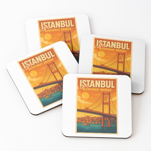 Item preview, I love ISTANBUL BOSPORUS BRIDGE  Retro Vintage Poster designed and sold by Earth Celebration Designs.